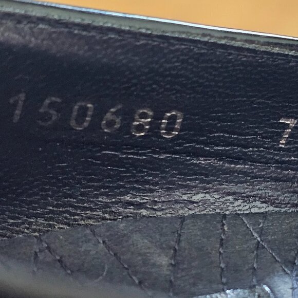 Pre-Owned GUCCI Womens Black Polished Leather Pump Heels Size 7B - Picture 11 of 11